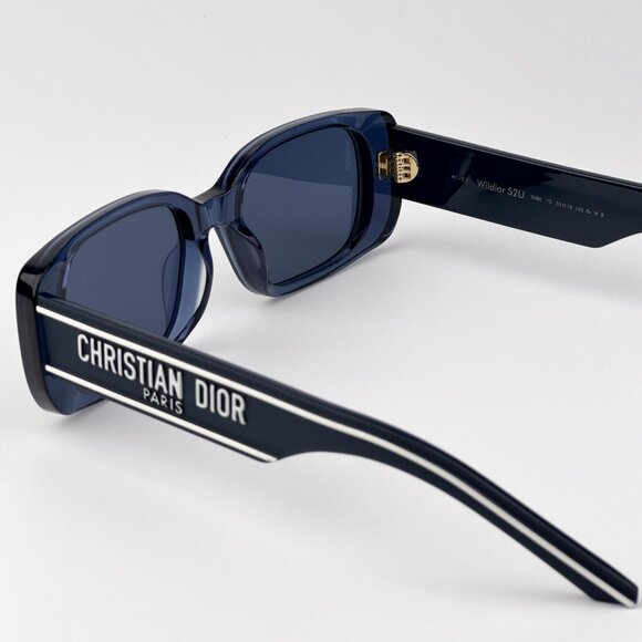 Dior WILDIOR S2U Sunglasses – Translucent Blue Rectangle Frame with Blue Lenses - Picture 7 of 14